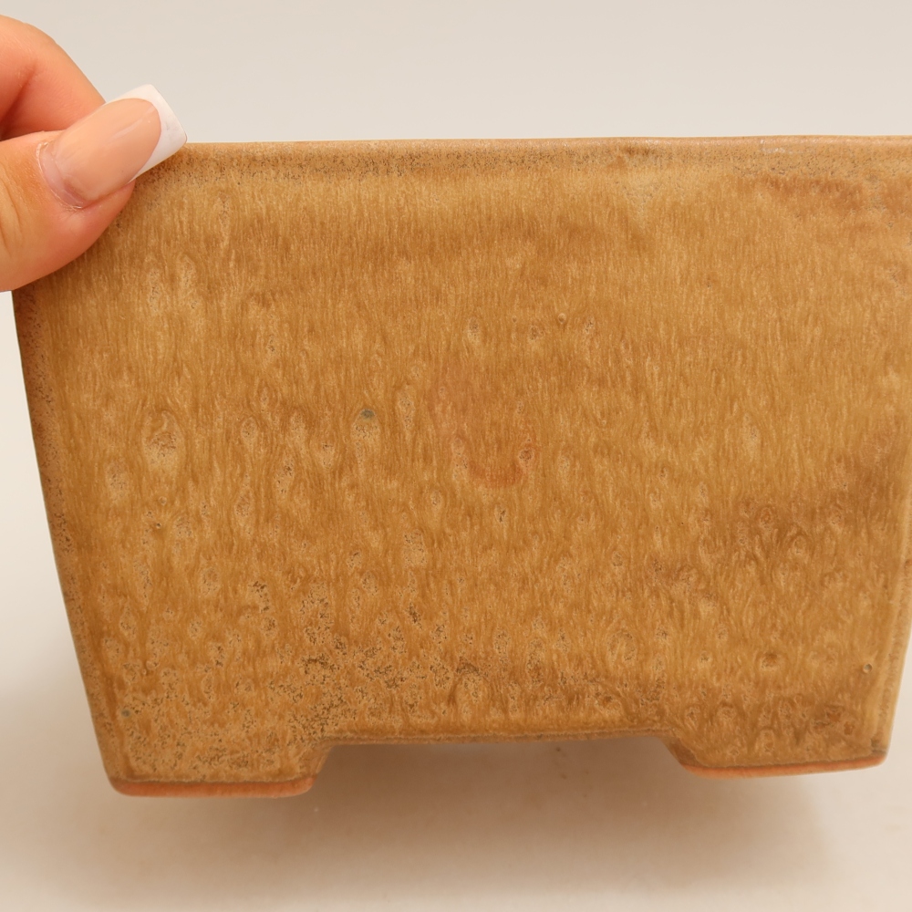 Ceramic bonsai pot, 15 x 15 x 10.5 cm, beige