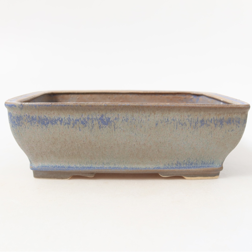 Ceramic bonsai pot, 18.5 x 15 x 6 cm, blue