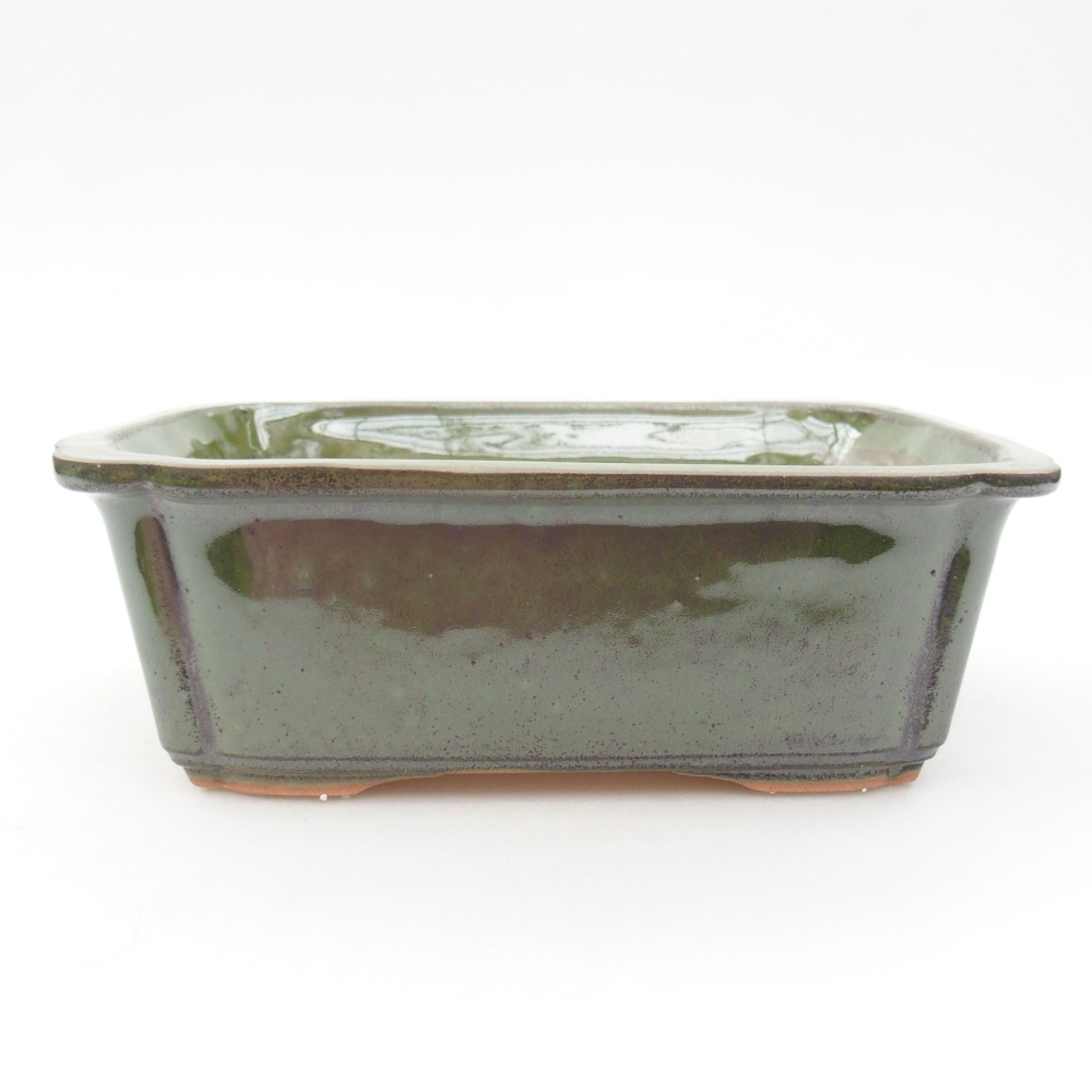 Ceramic bonsai bowl 17,5 x 12,5 x 6 cm, color green