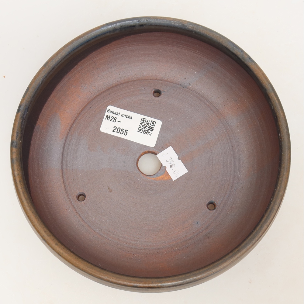 Ceramic bonsai pot, 17 x 17 x 5.5 cm, brown