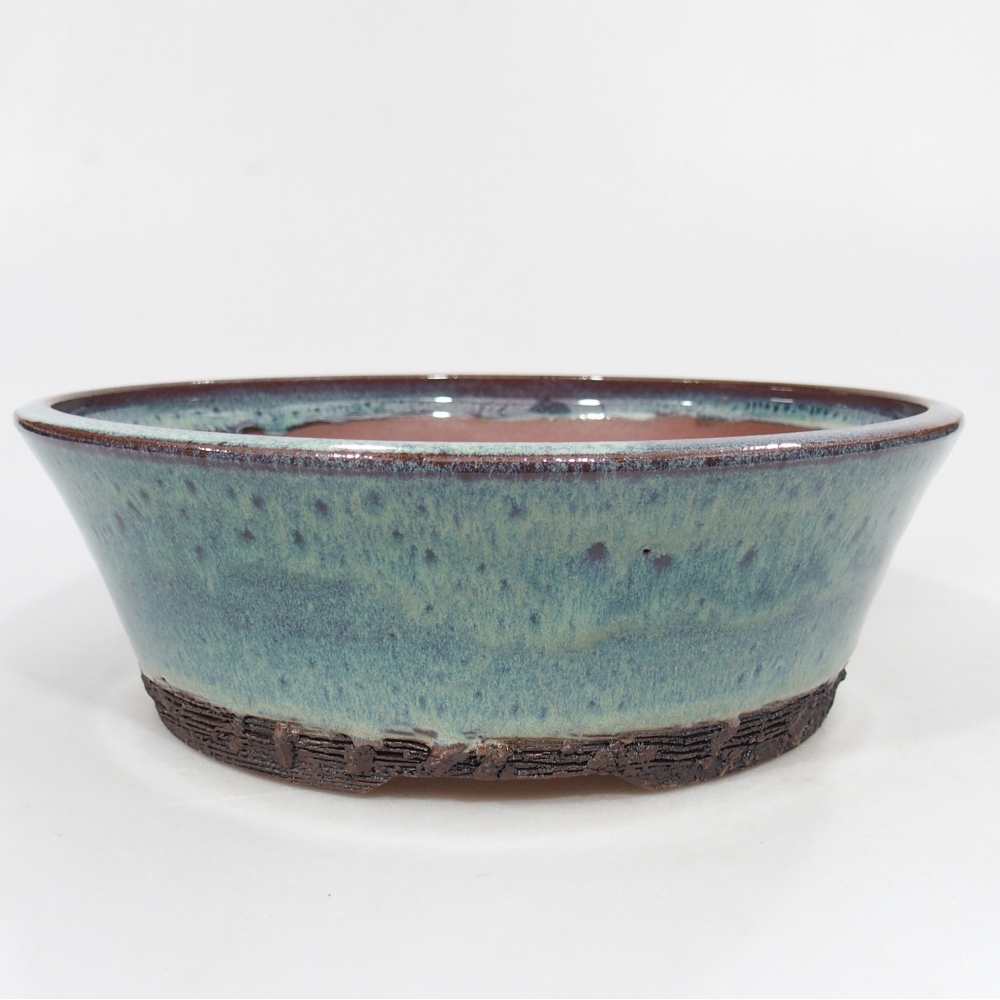 Ceramic bonsai bowl 20 x 20 x 7 cm, blue-green