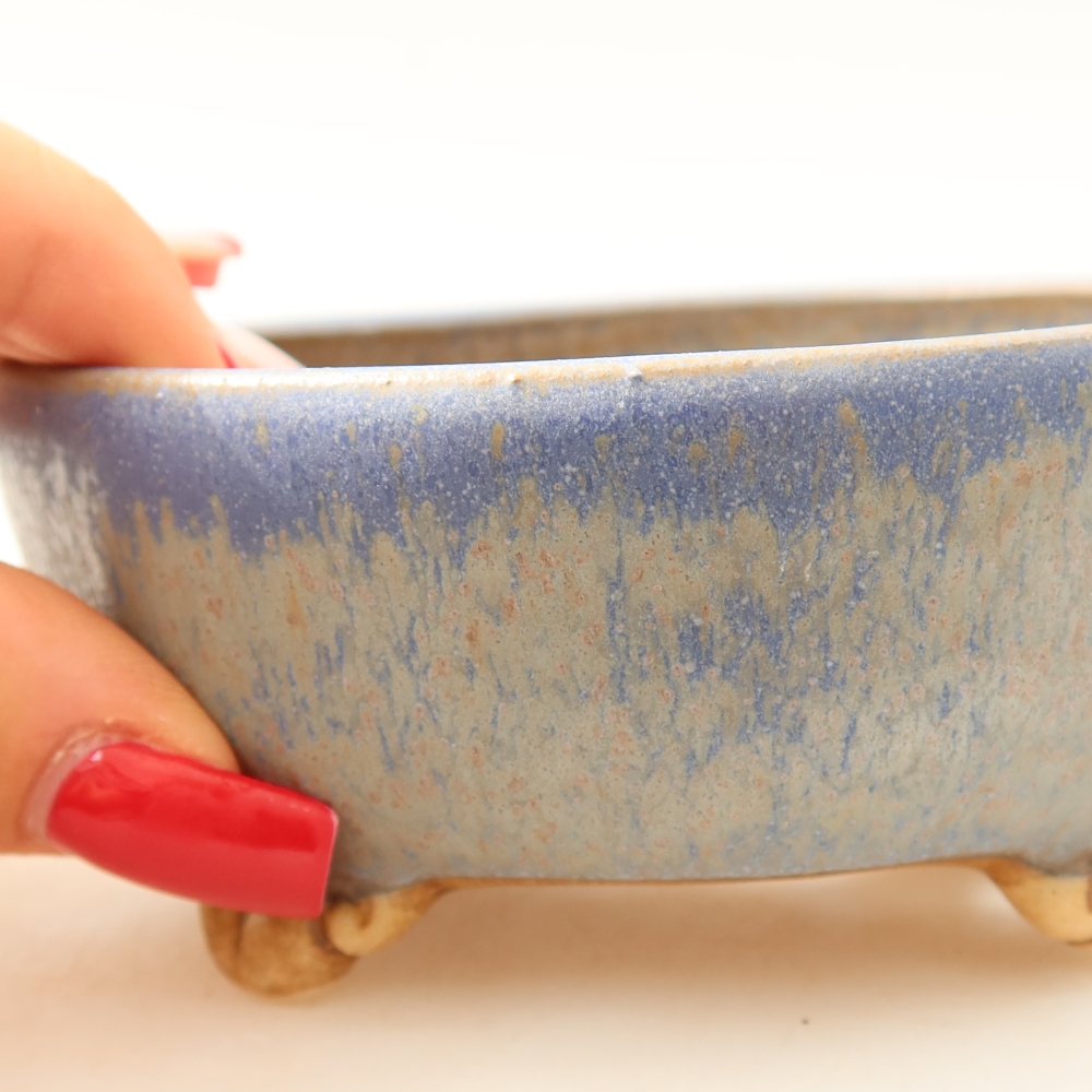 Ceramic bonsai pot, 10.5 x 10.5 x 4 cm, blue