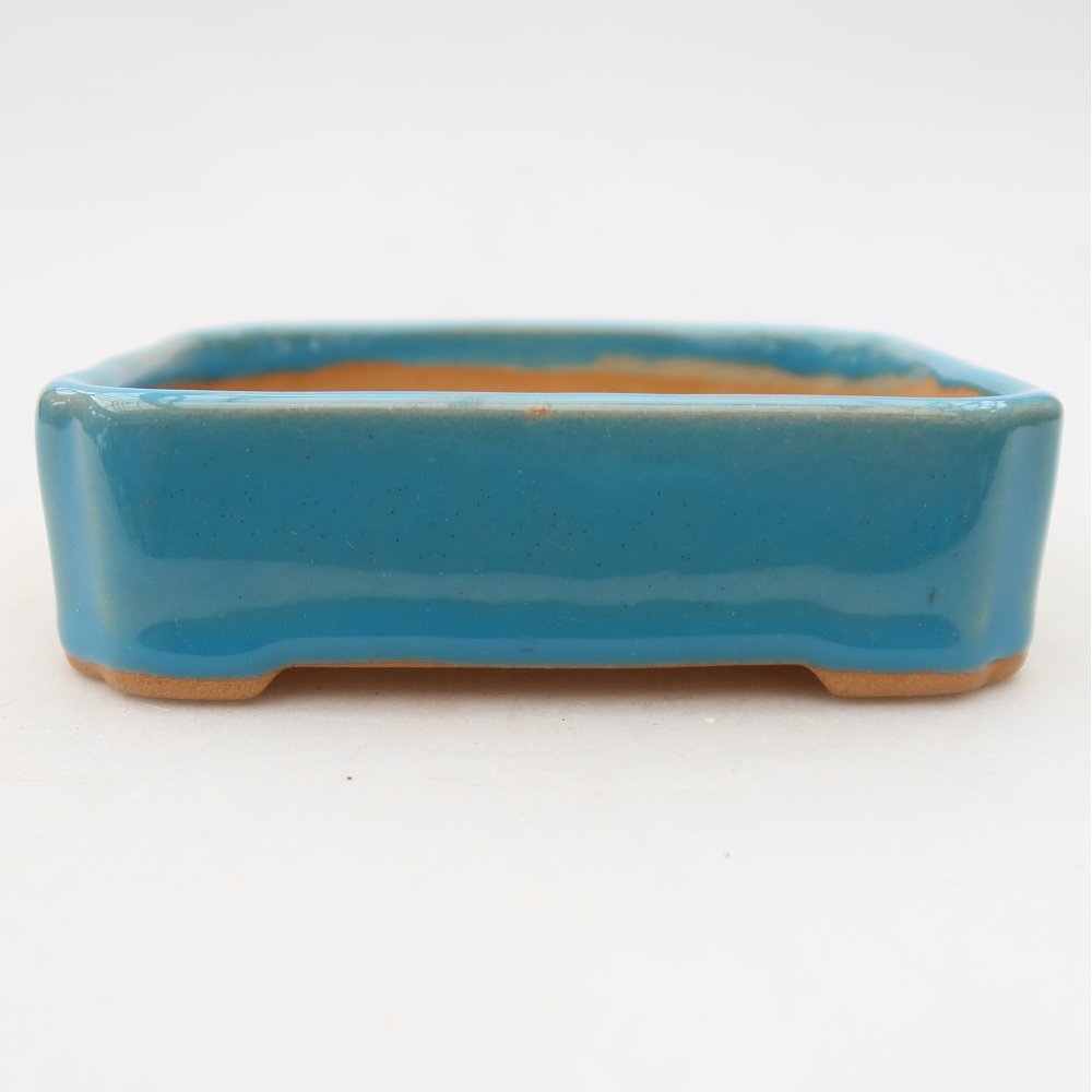Ceramic bonsai pot, 10.5 x 9 x 3 cm, blue