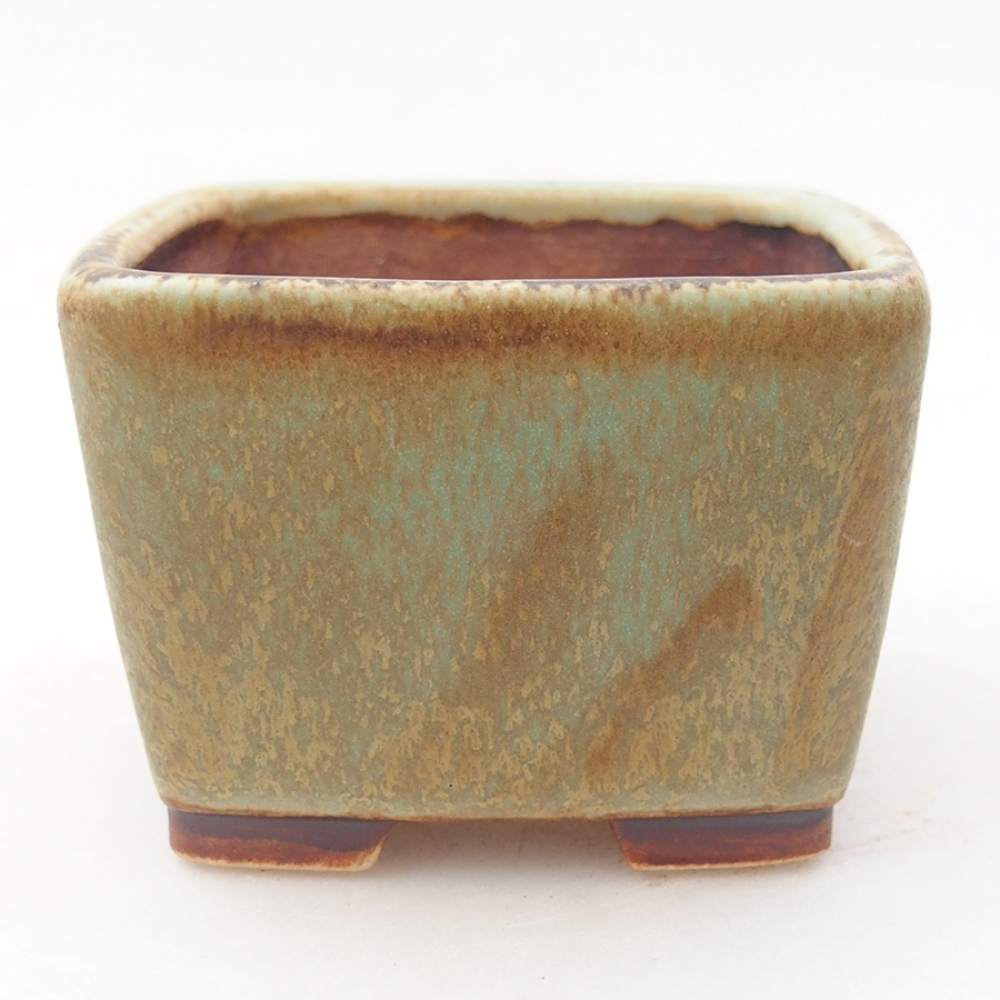 Ceramic bonsai bowl 6 x 6 x 4,5 cm, green color