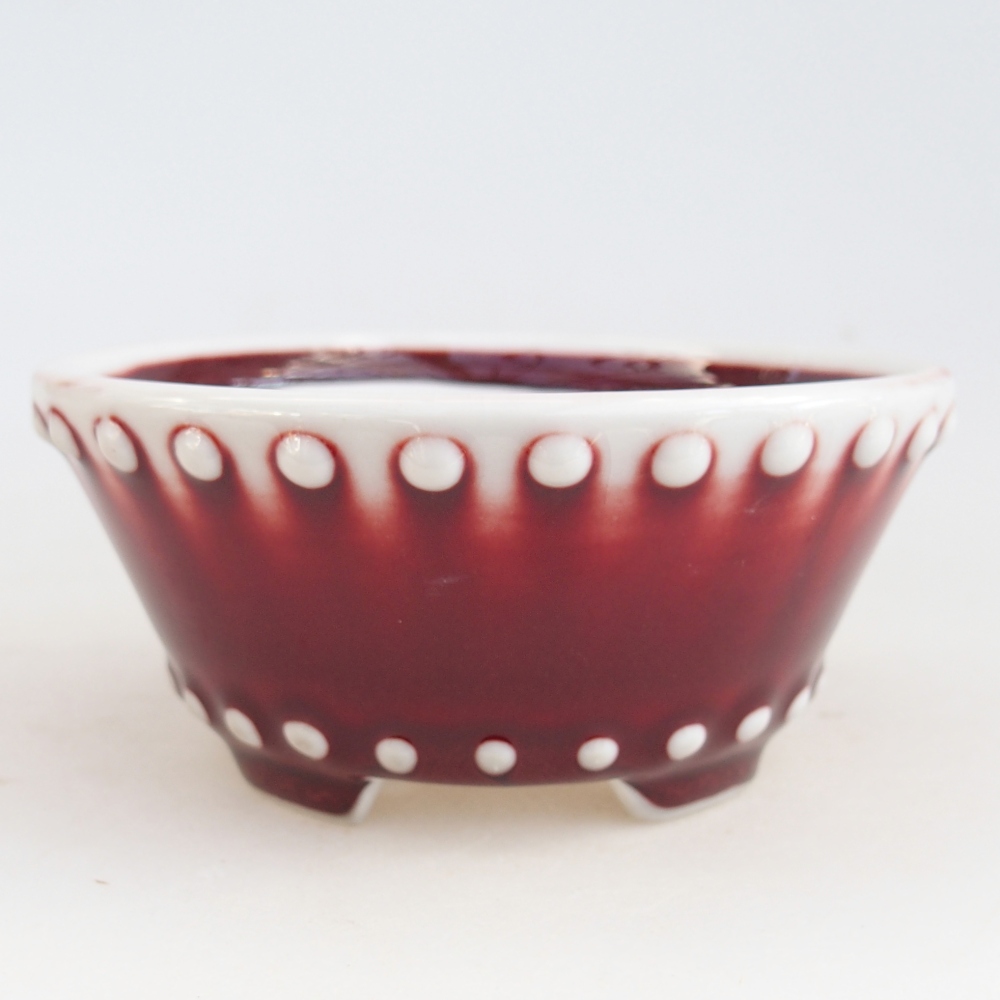 Ceramic bonsai bowl 10,5 x 10,5 x 5 cm, colour red