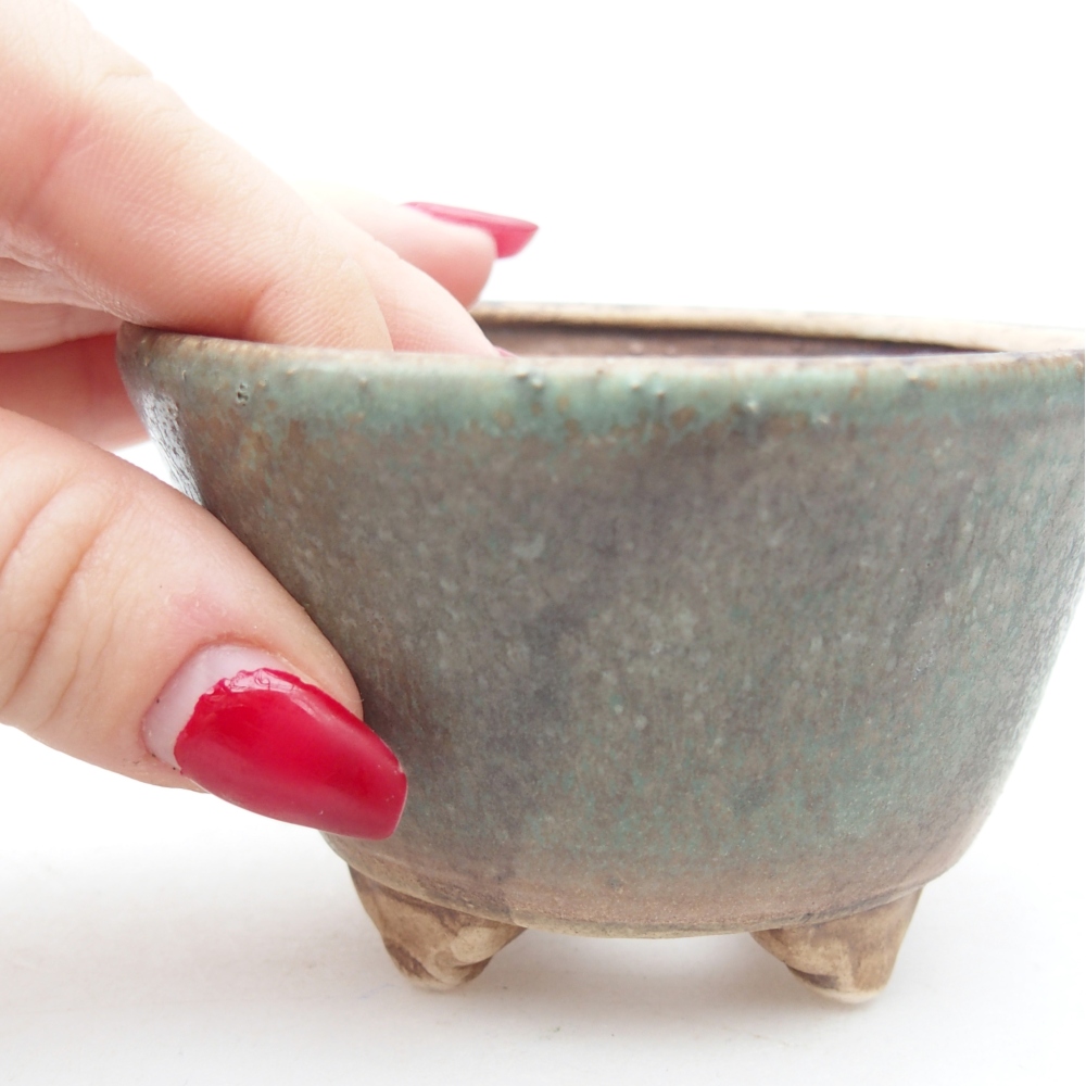 Ceramic bonsai bowl 8,5 x 8,5 x 5 cm, green