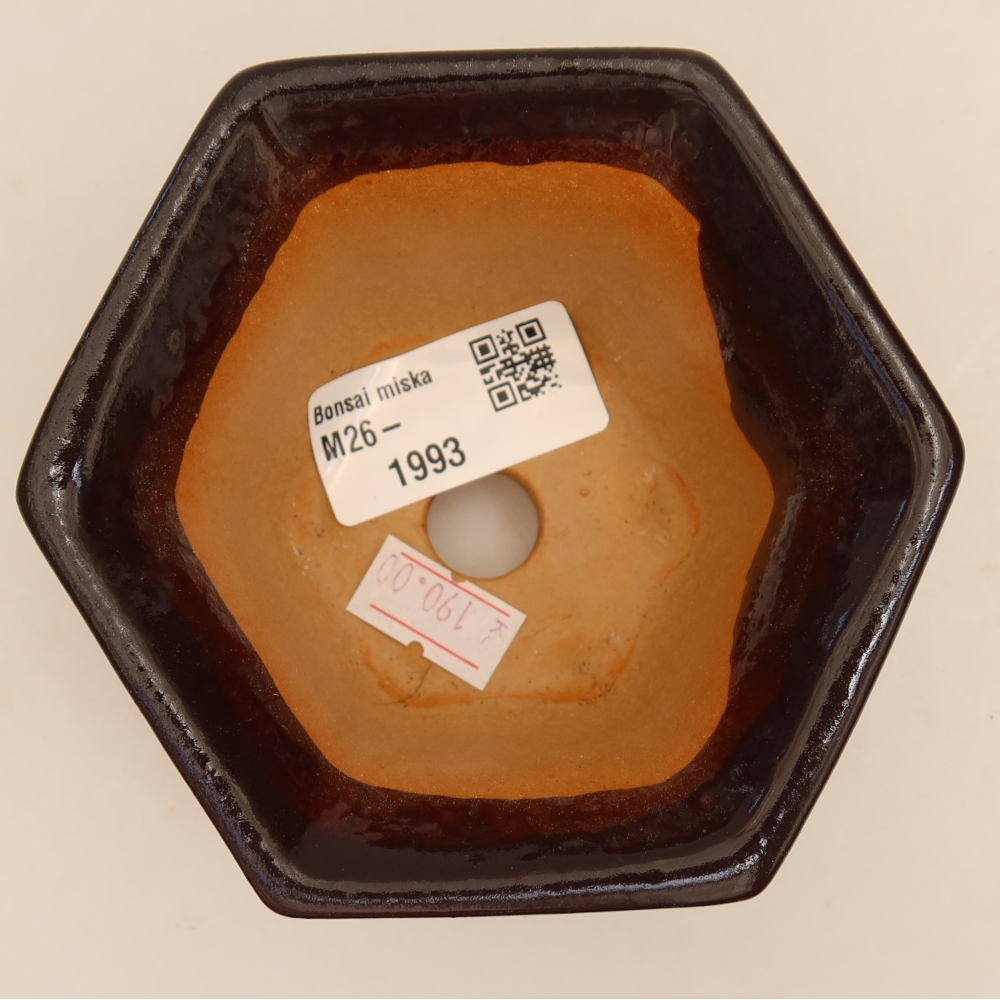 Ceramic bonsai pot, 10.5 x 9.5 x 5.5 cm, black