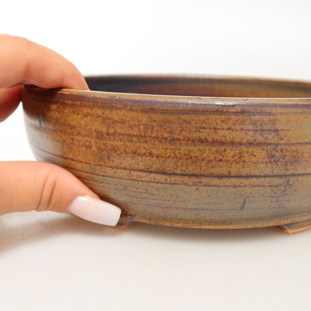 Ceramic bonsai pot, 19 x 19 x 6 cm, brown