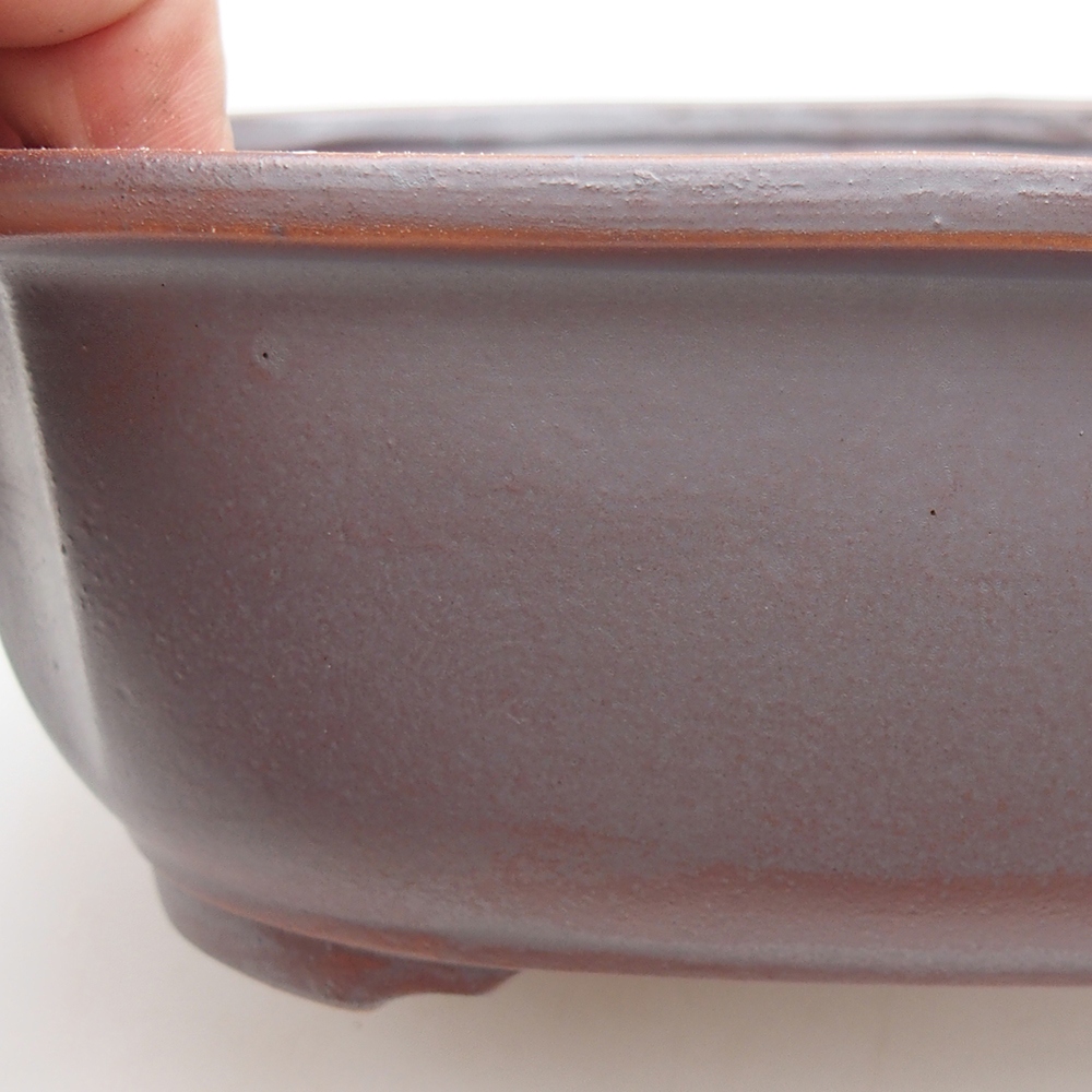 Ceramic bonsai bowl 24 x 19,5 x 7 cm, metal colour