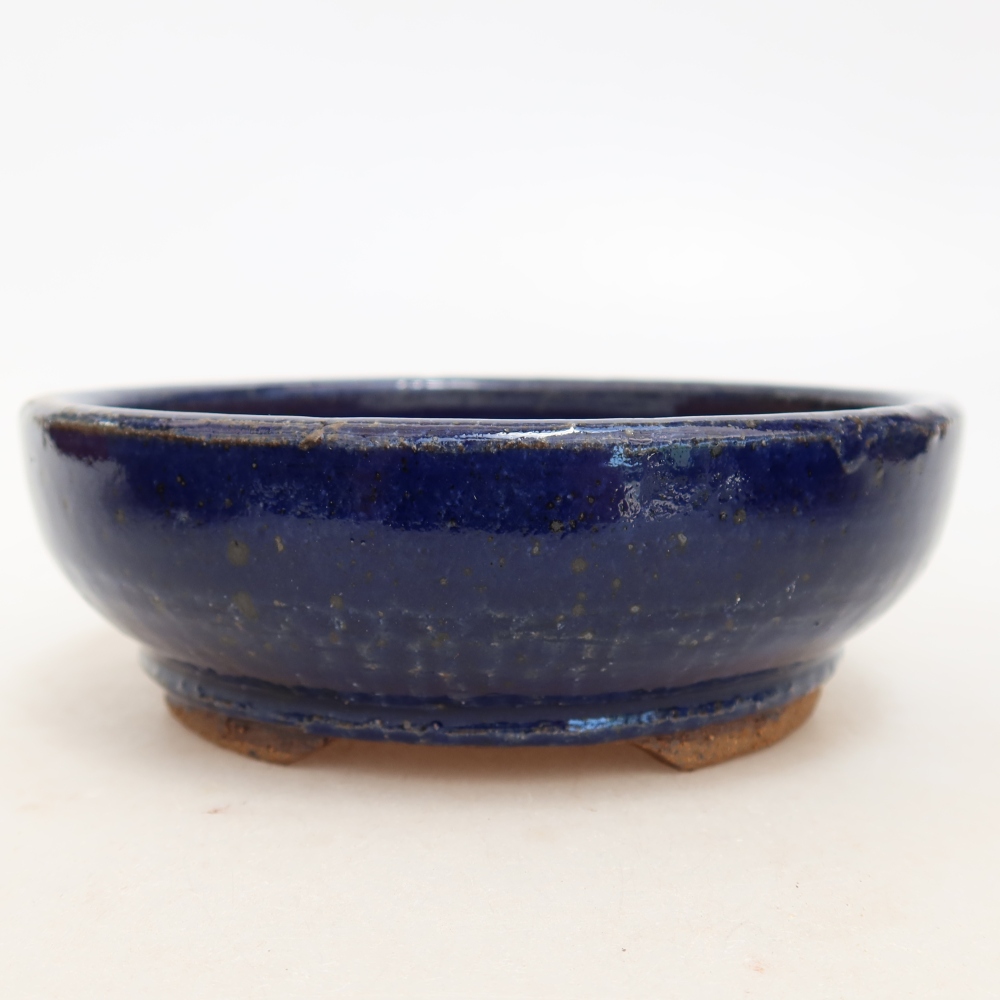 Ceramic bonsai pot, 14.5 x 14.5 x 4.5 cm, blue