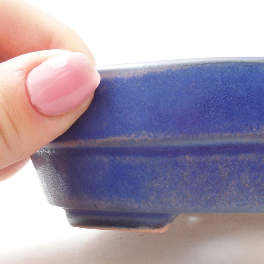 Ceramic bonsai bowl 13,5 x 10,5 x 3,5 cm, color blue