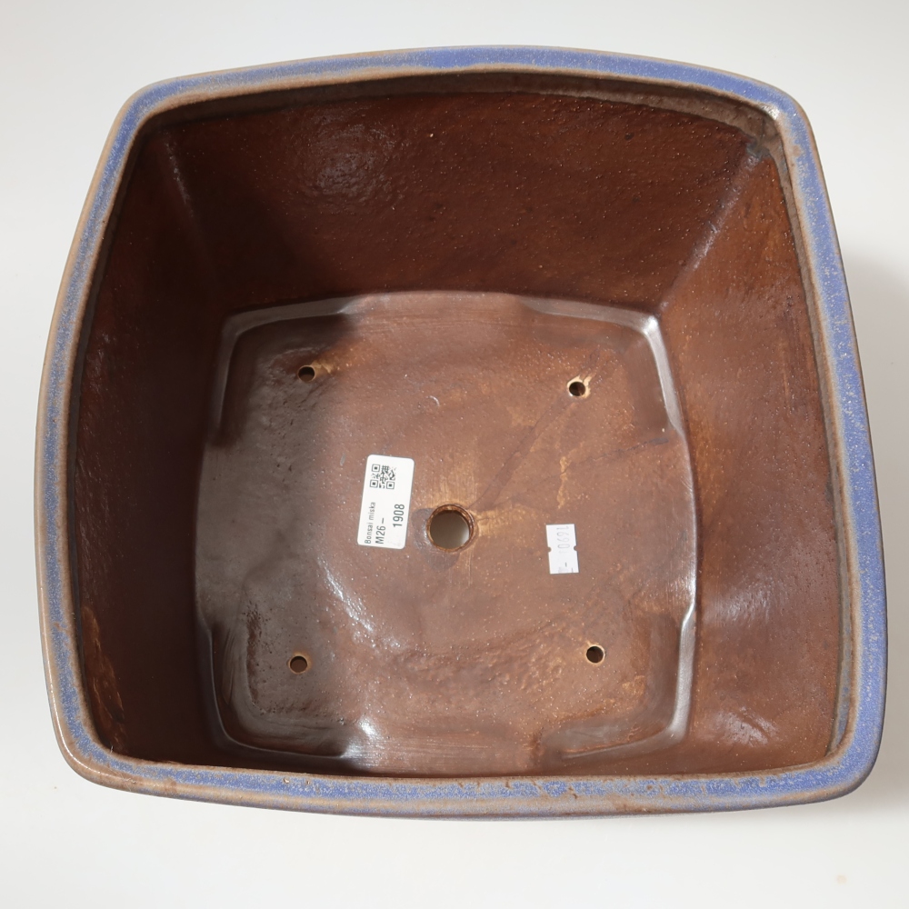 Ceramic bonsai pot, 26.5 x 26.5 x 15.5 cm, blue