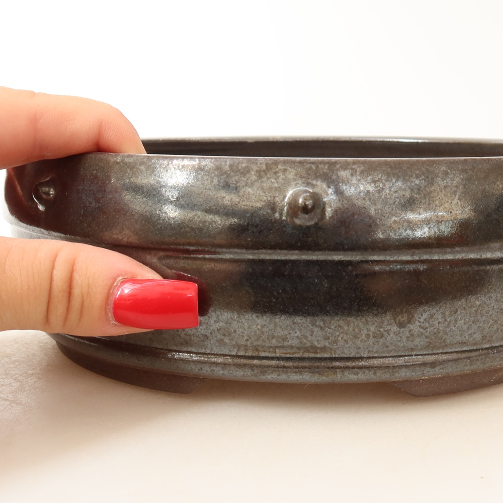 Ceramic bonsai bowl 18,5 x 18,5 x 6 cm, brown