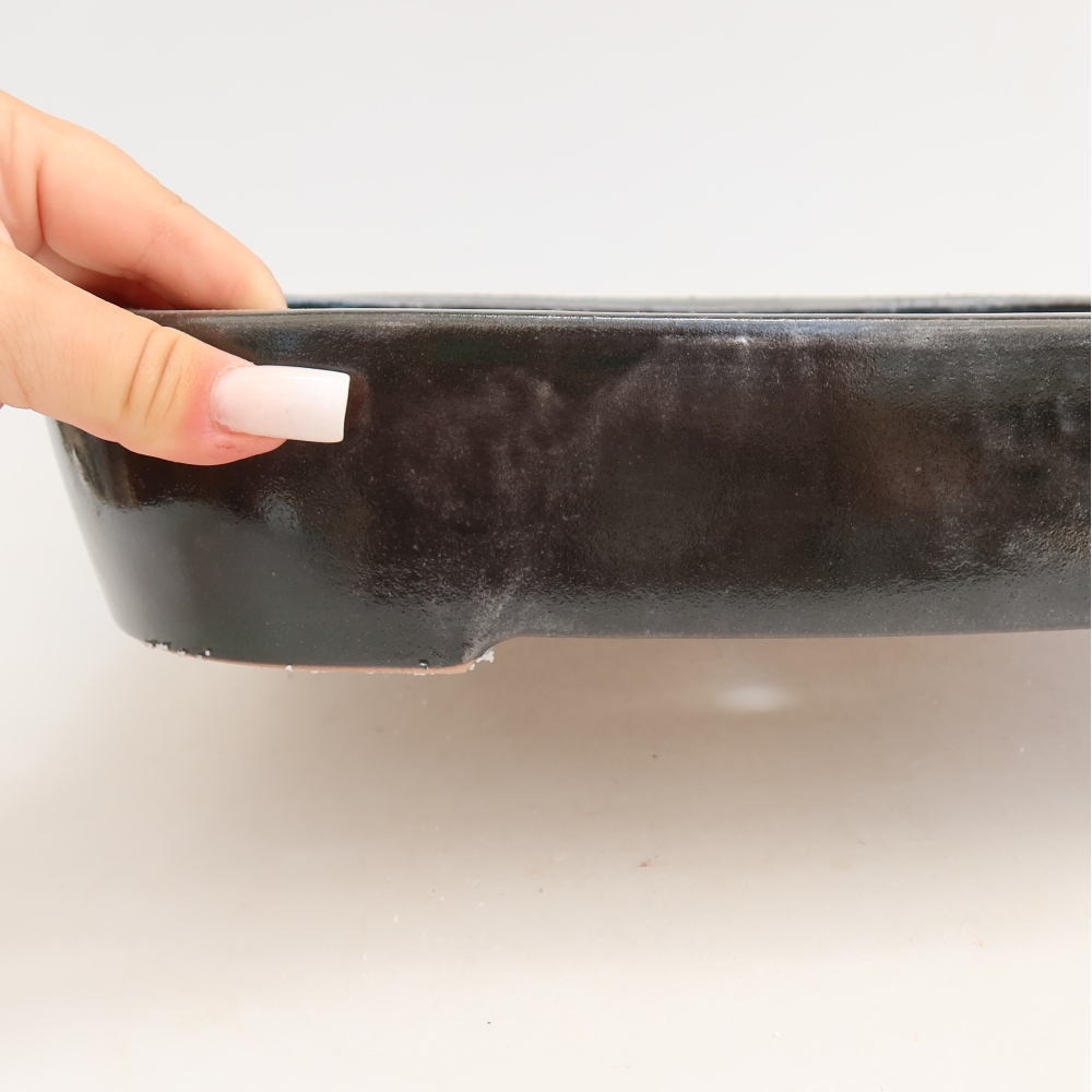 Ceramic bonsai pot, 32 x 24.5 x 6.5 cm, green