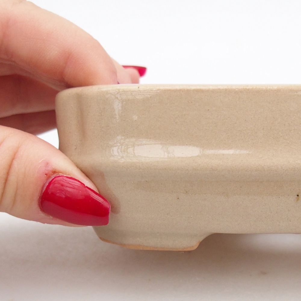 Ceramic bonsai bowl 12 x 10 x 4 cm, colour beige