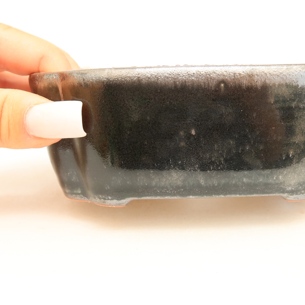 Ceramic bonsai pot, 12.5 x 10 x 4.5 cm, metallic color