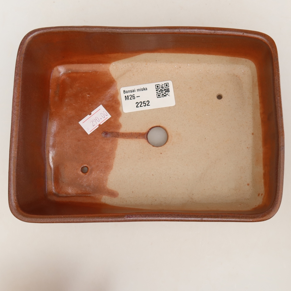 Ceramic bonsai pot, 18 x 13 x 5 cm, burgundy