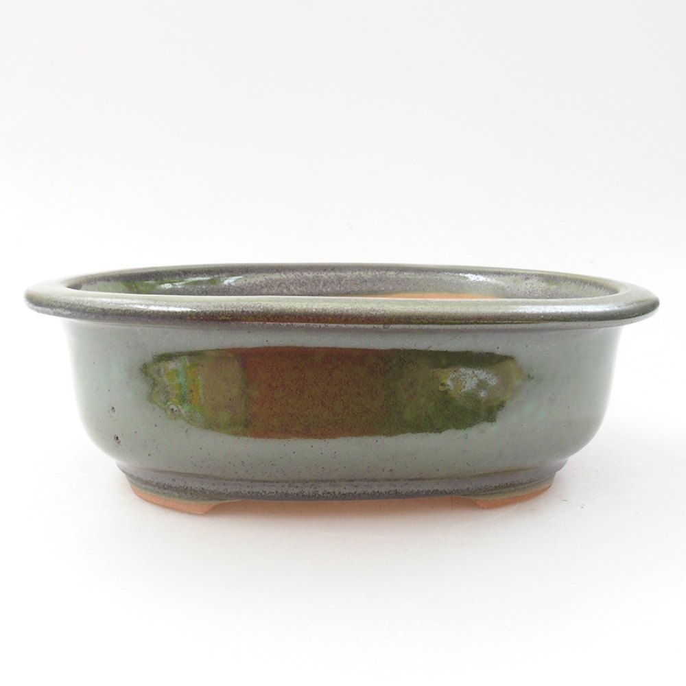 Ceramic bonsai bowl 18 x 14,5 x 6 cm, color green