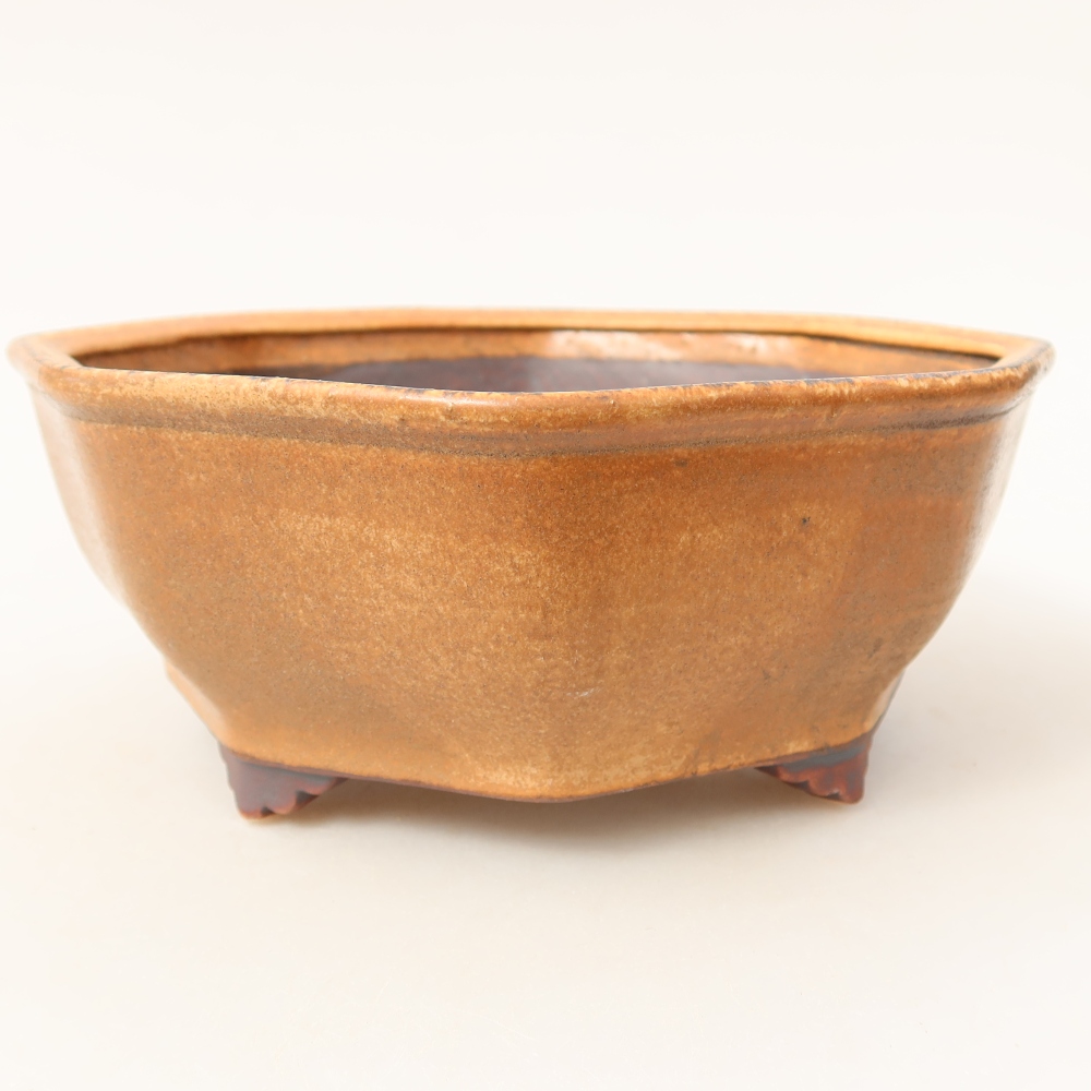 Ceramic bonsai pot, 17 x 16 x 6.5 cm, pink