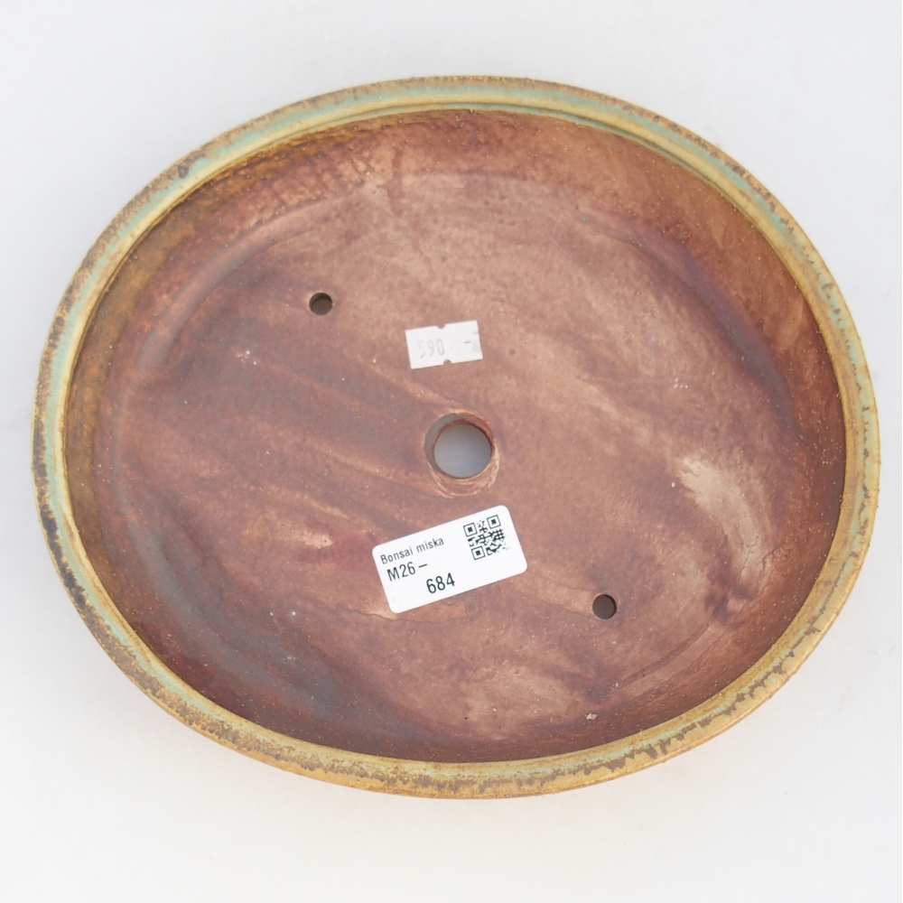 Ceramic bonsai bowl 23 x 20 x 4,5 cm, green