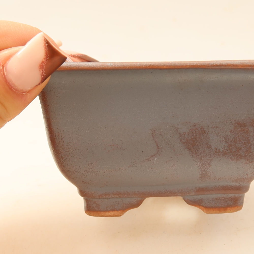 Ceramic bonsai pot, 9.5 x 9.5 x 5.5 cm, metallic color