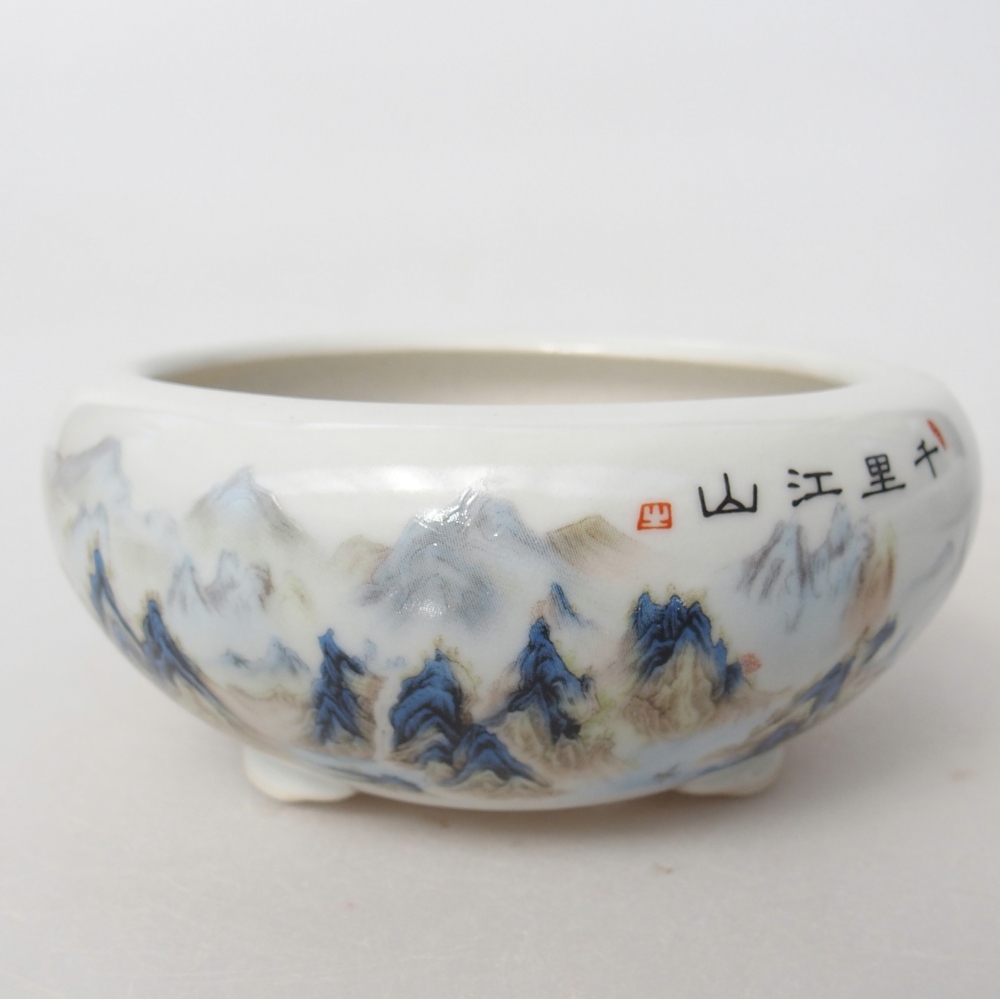 Ceramic bonsai bowl 10 x 10 x 5 cm, colour white