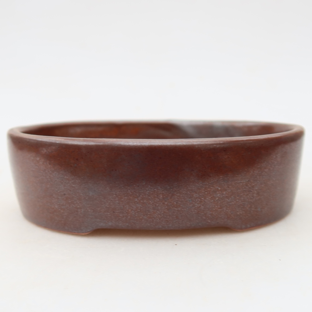 Ceramic bonsai pot, 13 x 10 x 3.5 cm, brown