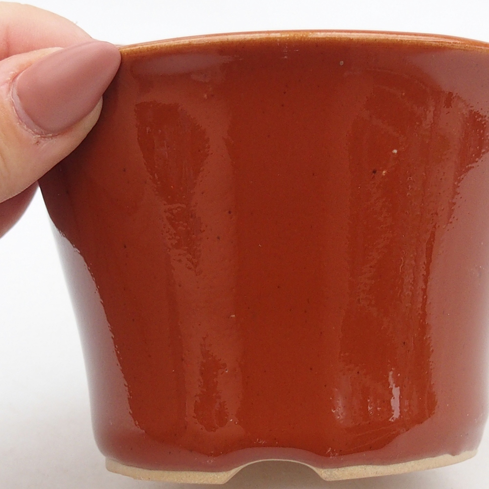 Ceramic bonsai bowl 11 x 11 x 7 cm, brown