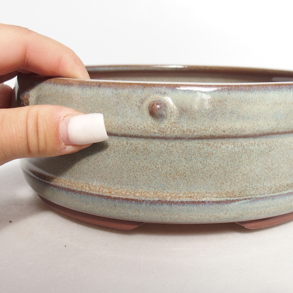 Ceramic bonsai bowl 17,5 x 17,5 x 6,5 cm, green