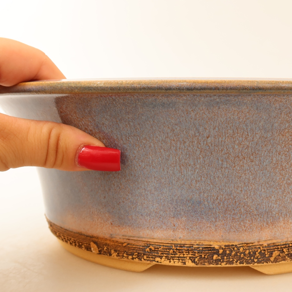 Ceramic bonsai pot, 28.5 x 28.5 x 9.5 cm, blue