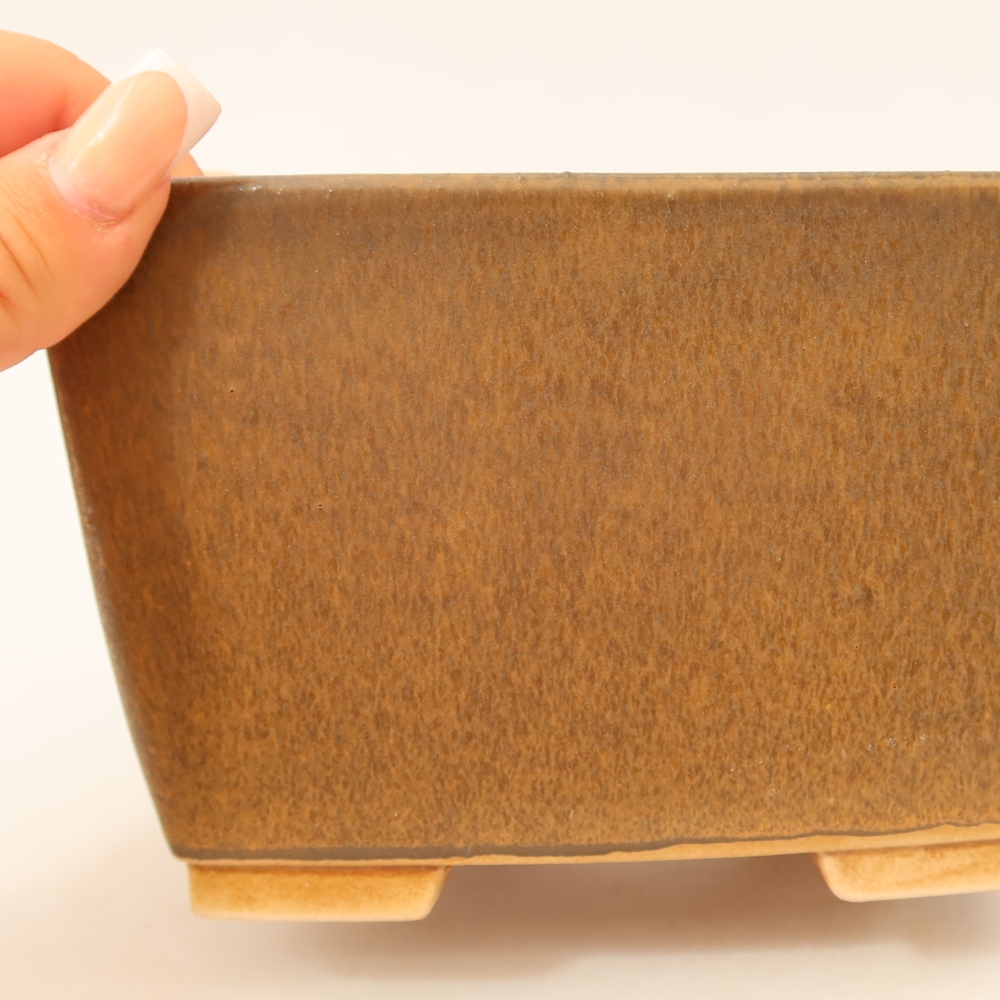 Ceramic bonsai bowl 16 x 16 x 10 cm, brown
