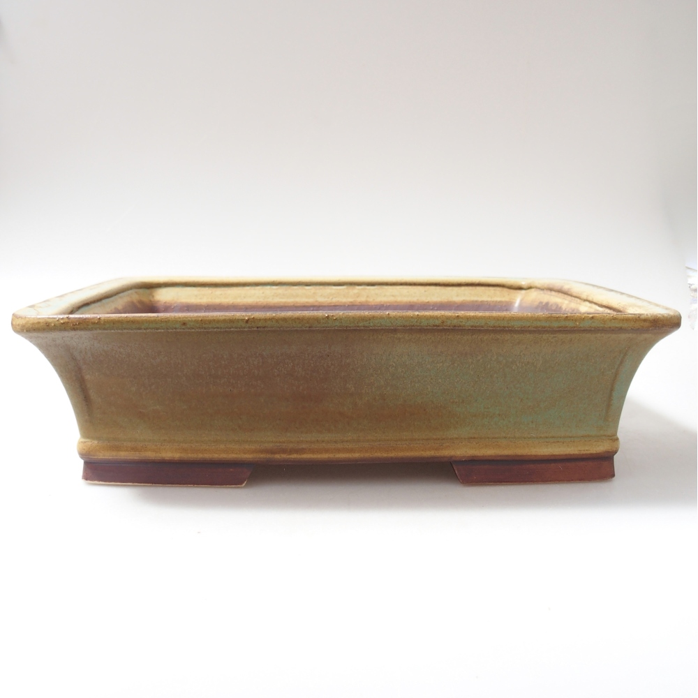 Ceramic bonsai bowl 29 x 24 x 8 cm, green