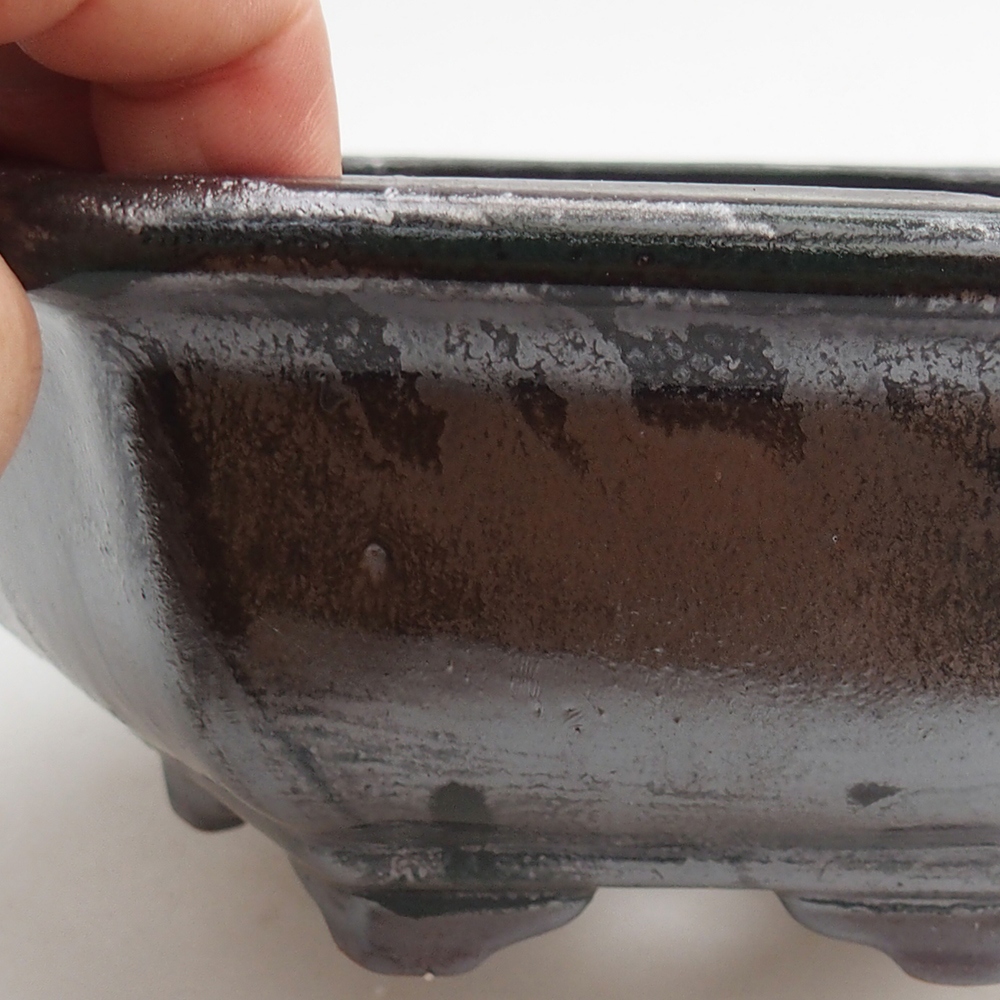 Ceramic bonsai bowl 21 x 18 x 7,5 cm, metal colour