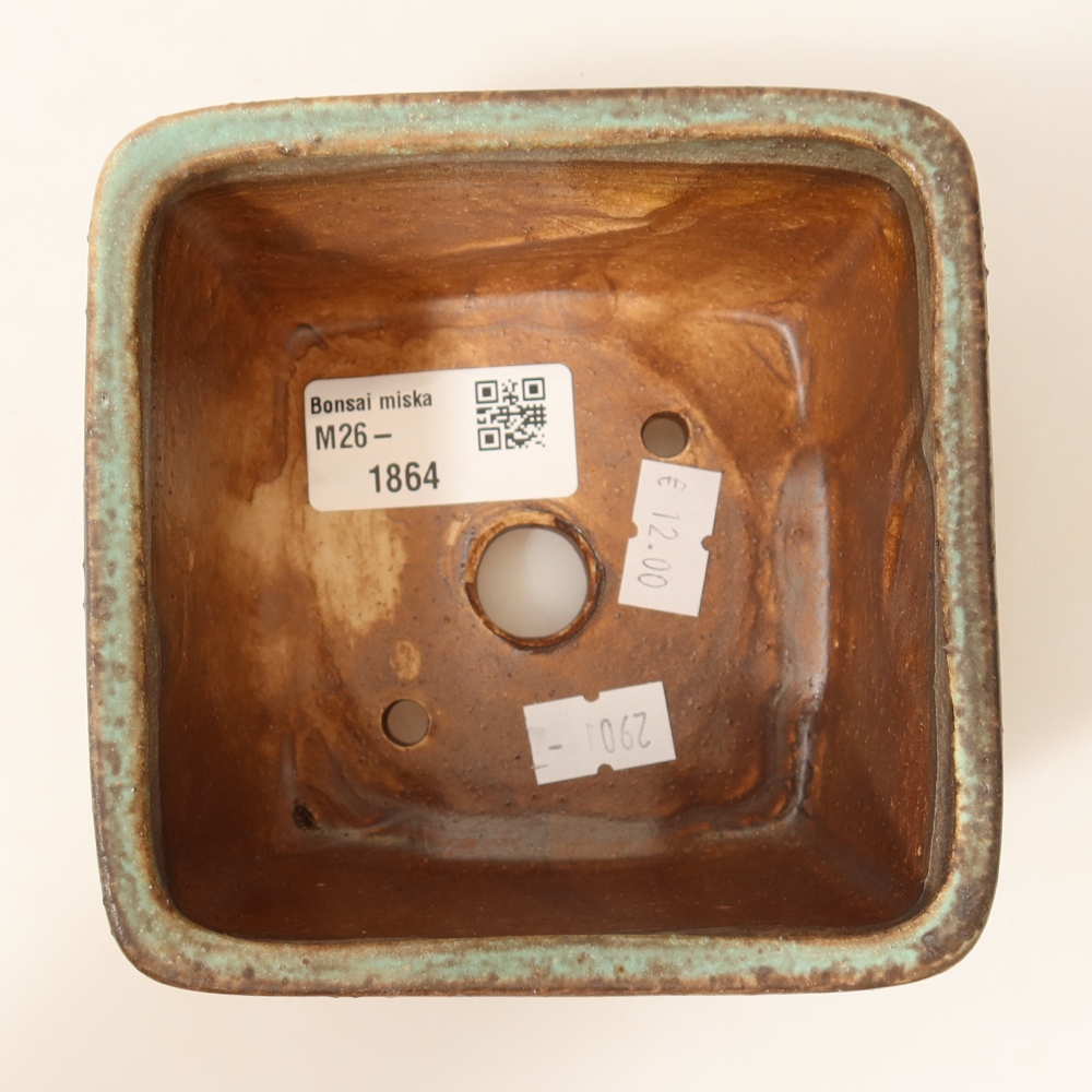 Ceramic bonsai pot, 10.5 x 10.5 x 7 cm, green