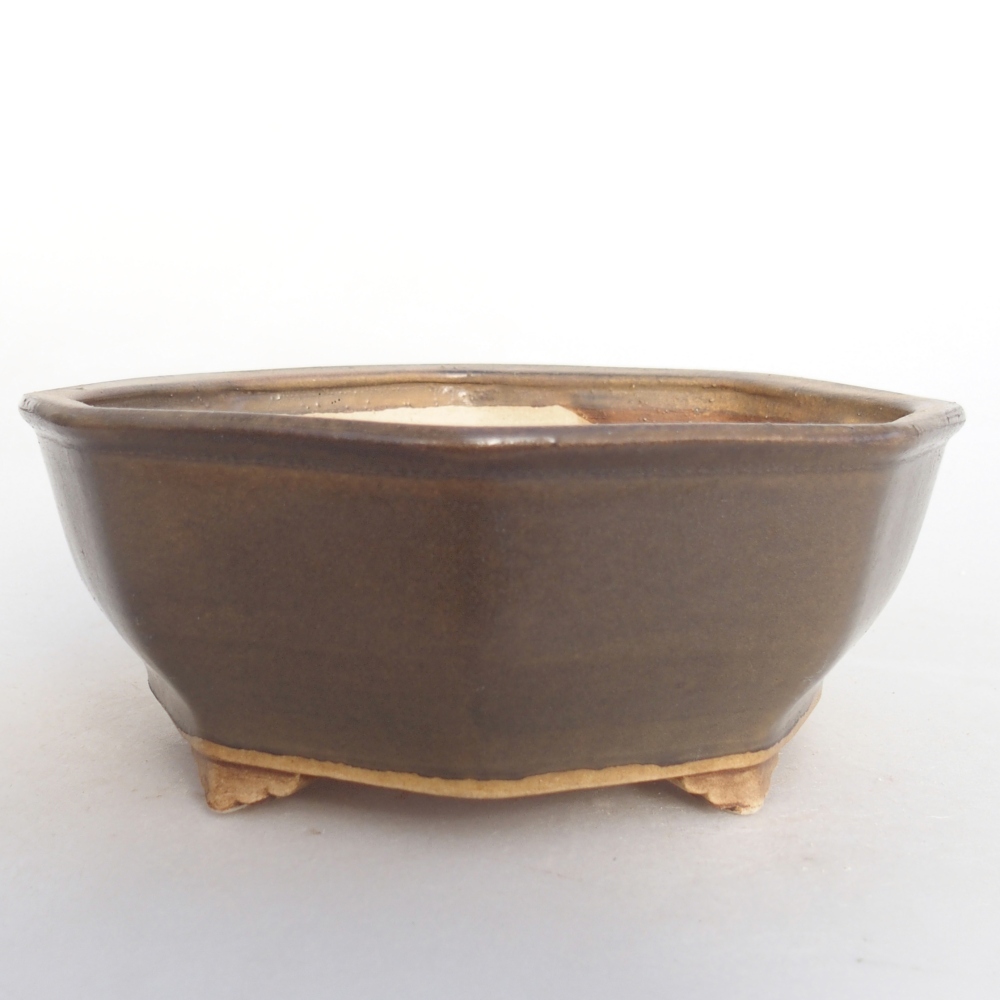 Ceramic bonsai bowl 21 x 19 x 4 cm, brown