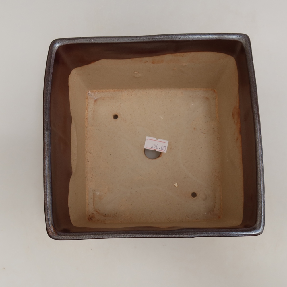 Ceramic bonsai bowl 15 x 15 x 10,5 cm, metal colour