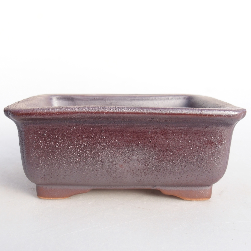 Ceramic bonsai bowl 12 x 9,5 x 5 cm, metal colour