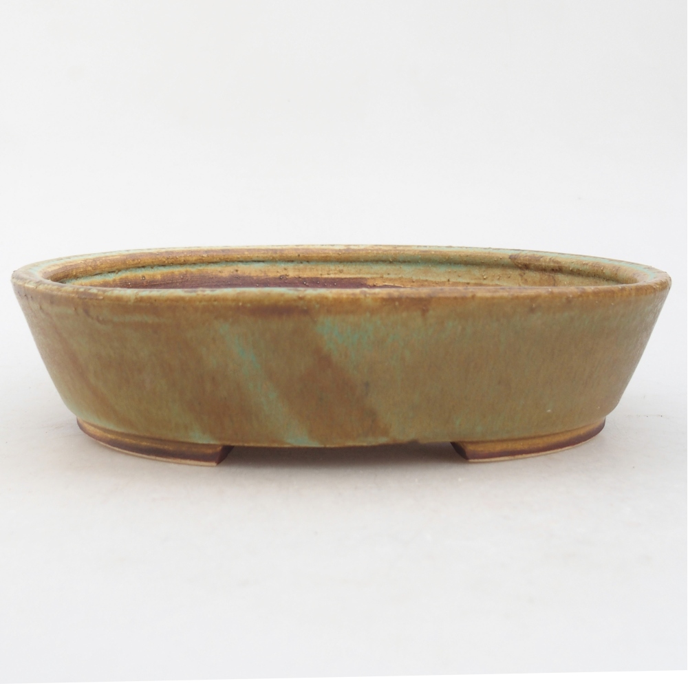 Ceramic bonsai bowl 18,5 x 16,5 x 4,5 cm, green