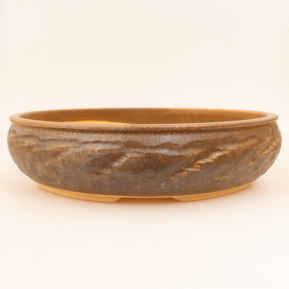 Ceramic bonsai pot, 31 x 31 x 7.5 cm, brown