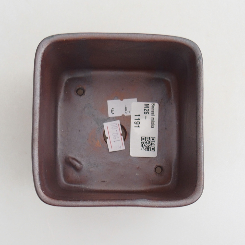 Ceramic bonsai bowl 10 x 10 x 8 cm, metal colour