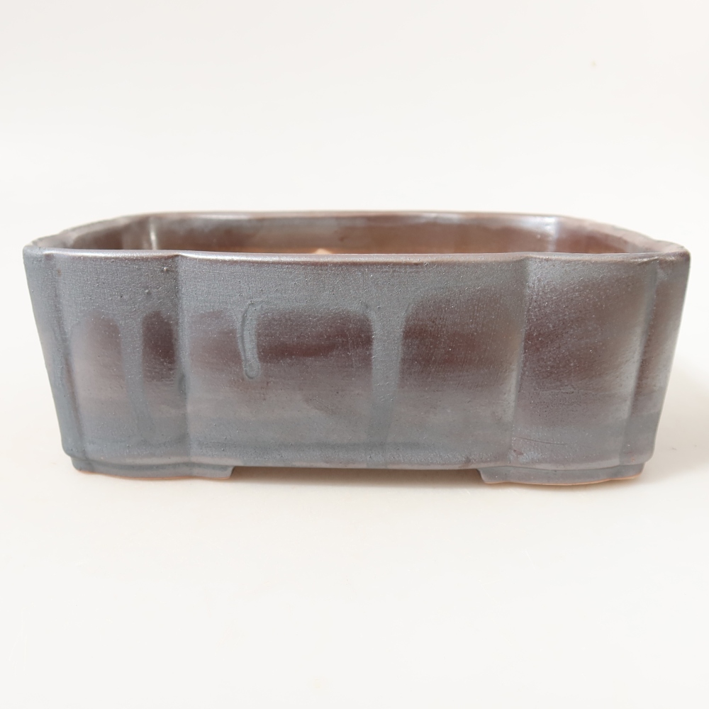 Ceramic bonsai pot, 20.5 x 17.5 x 7 cm, metallic color