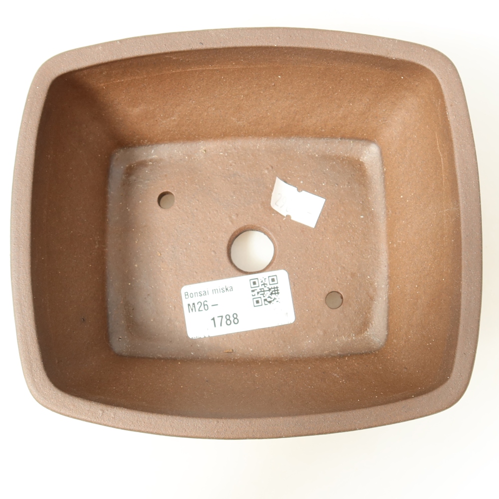 Ceramic bonsai pot, 15 x 13.5 x 5.5 cm, brown