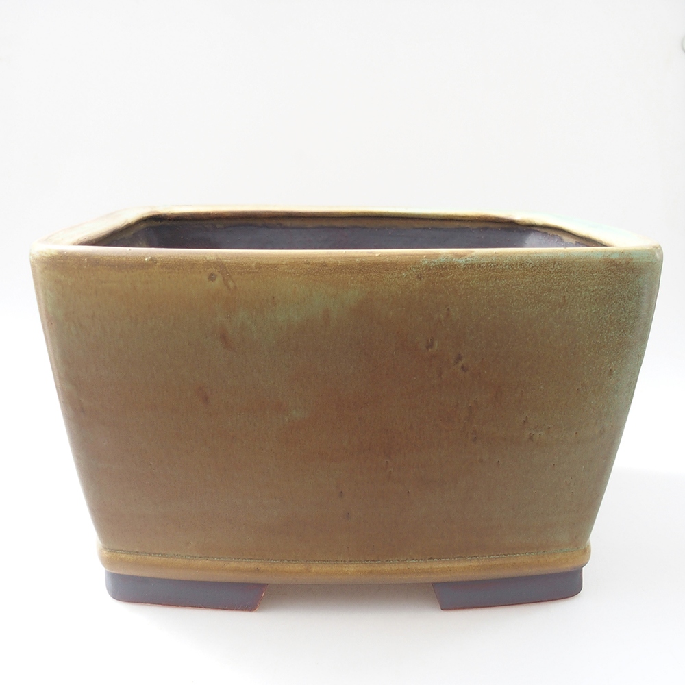 Ceramic bonsai bowl 26,5 x 26,5 x 16 cm, green