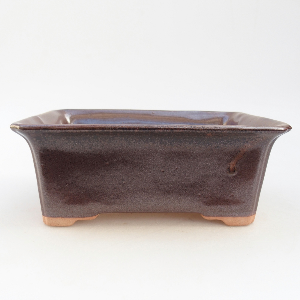 Ceramic bonsai bowl 18 x 14 x 7 cm, metal colour