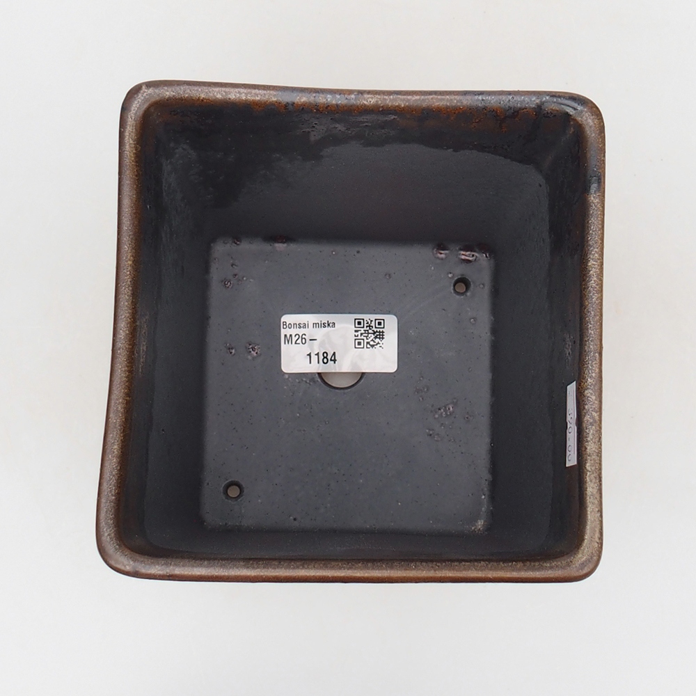 Ceramic bonsai bowl 13 x 13 x 13 cm, brown