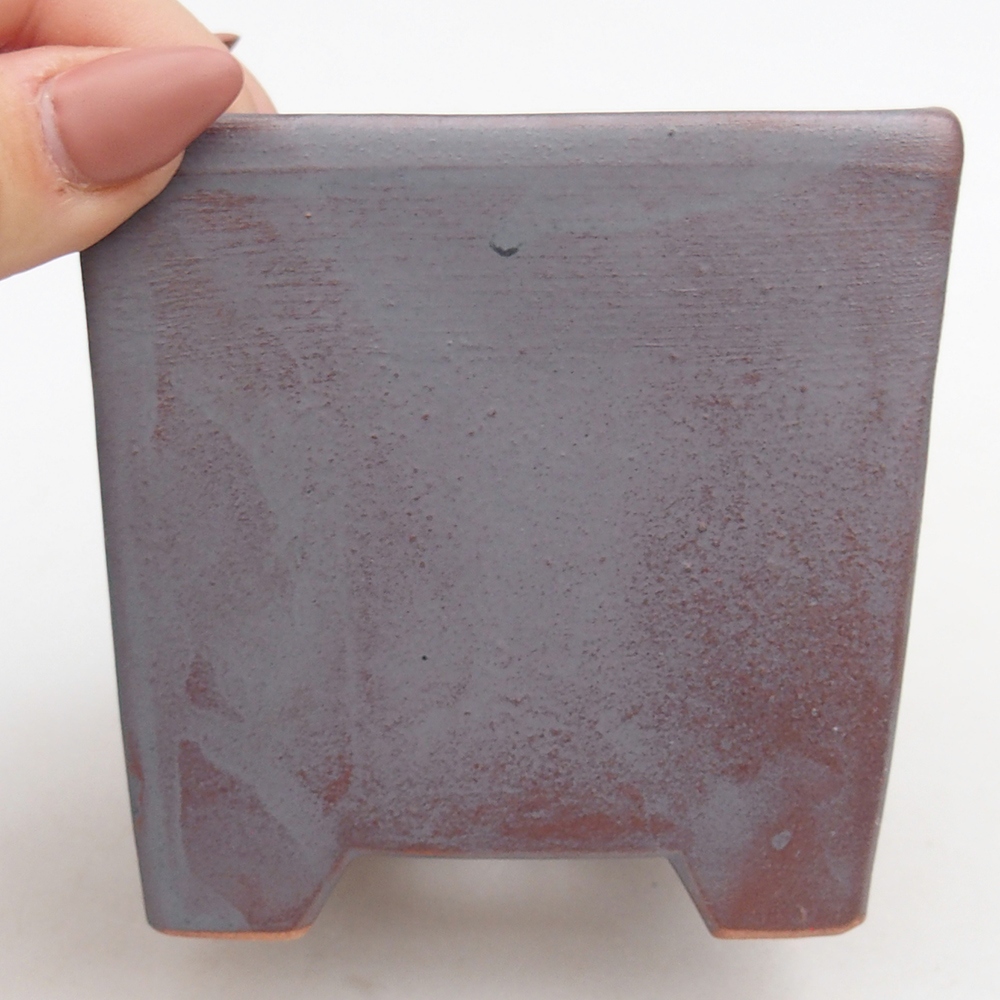 Ceramic bonsai bowl 9 x 9 x 8,5 cm, metal colour