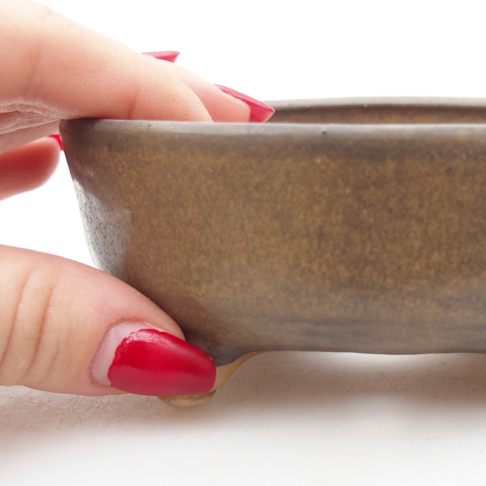 Ceramic bonsai bowl 11 x 11 x 4,5 cm, brown