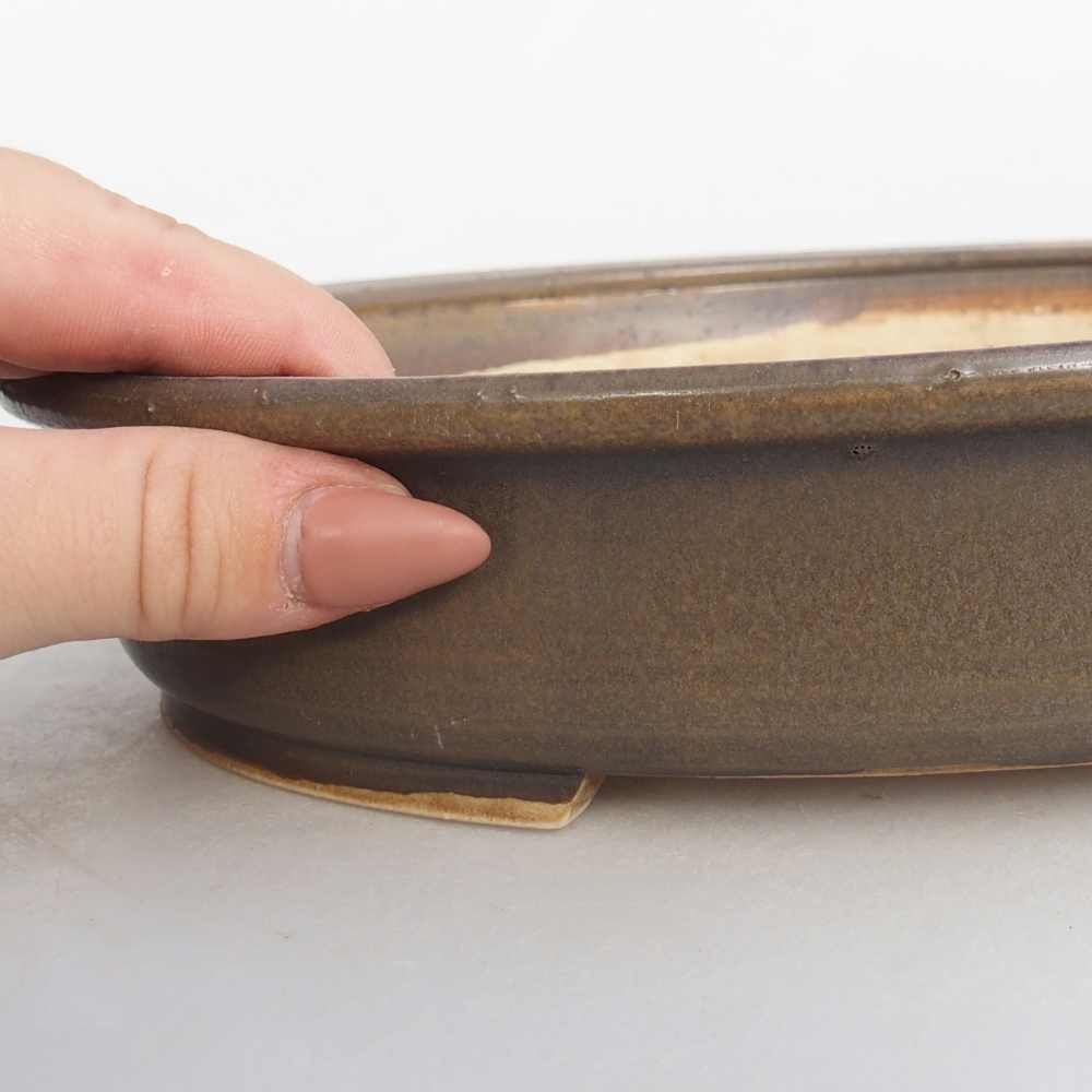 Ceramic bonsai bowl 24 x 20,5 x 5 cm, brown