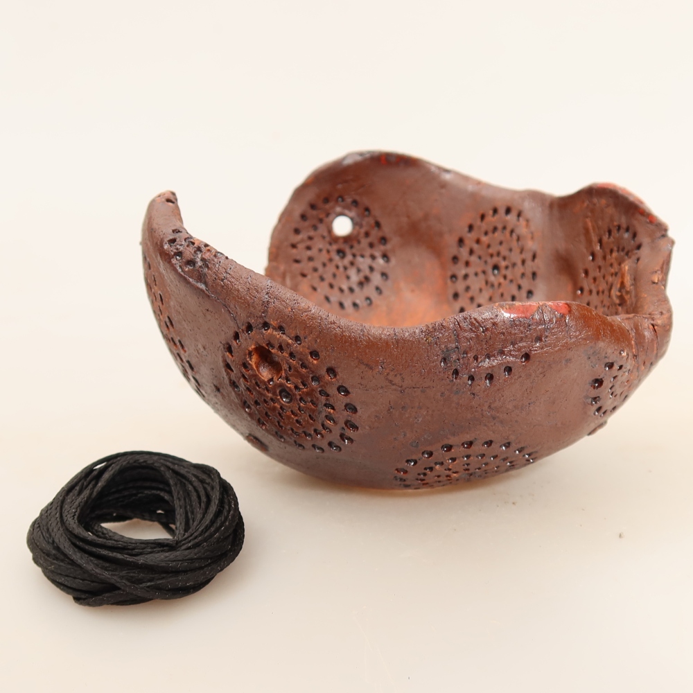 Ceramic Kokedama Pot, 10 x 10 x 6.5 cm, brown