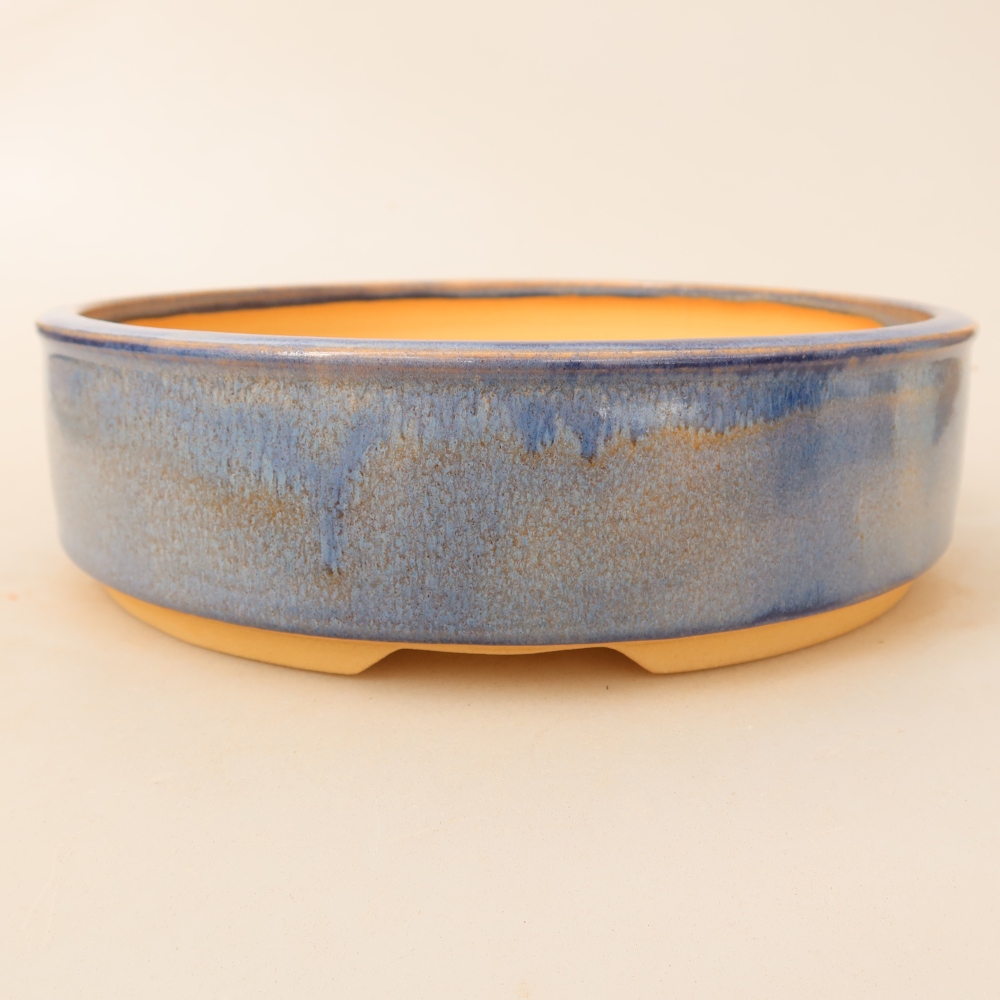 Ceramic bonsai pot, 23 x 23 x 6.5 cm, blue
